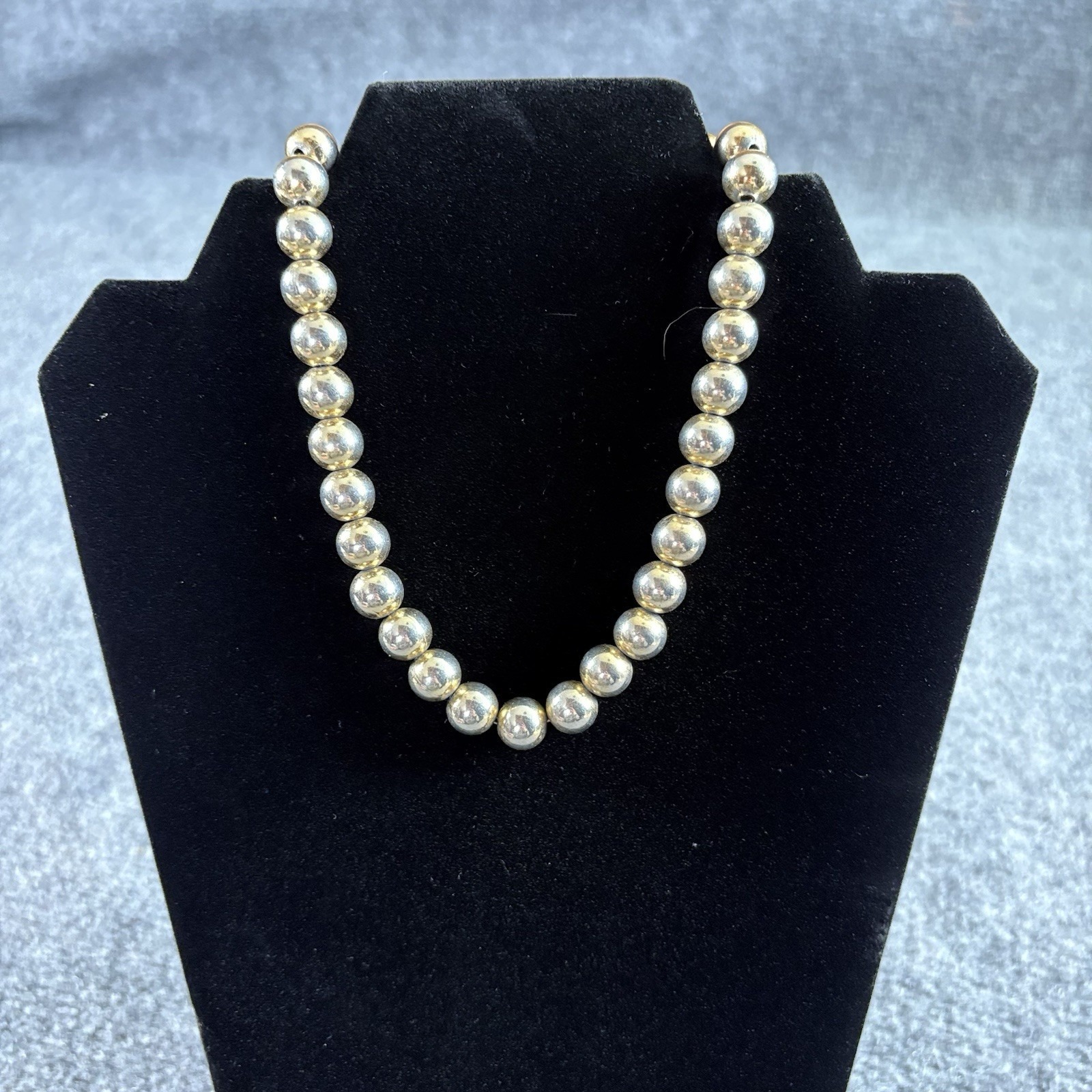 Vtg 80s Monet Gold Tone Bead Necklace Women 15" Classic Chocker Ball Chain